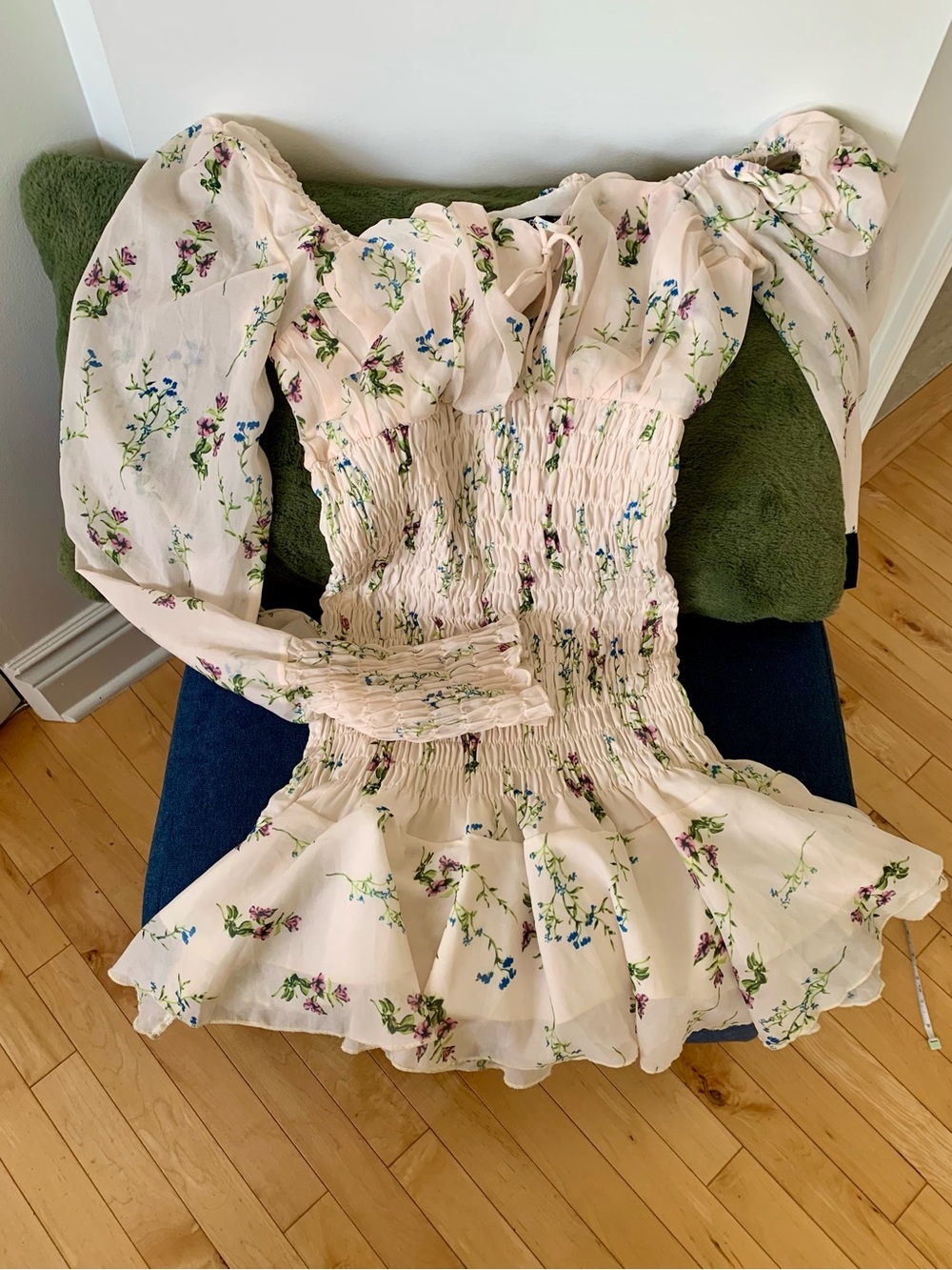 Nasty Gal Light Creamy Blush Floral Tie-Front Dress